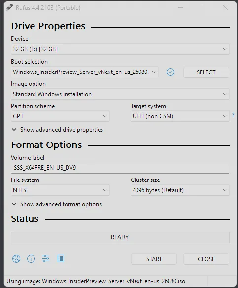 How to create Windows Server 2025 ISO using Rufus
