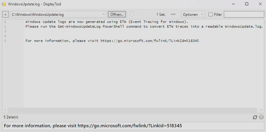 DisplayTool a Tail GUI for Logfiles with Windows