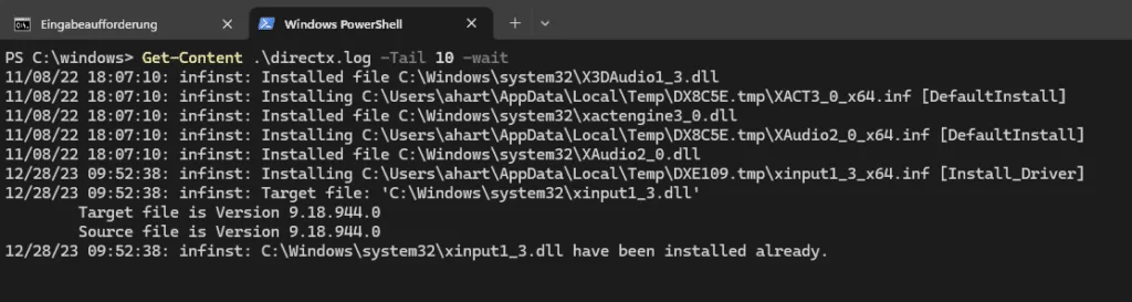 Powershell and tail with wait