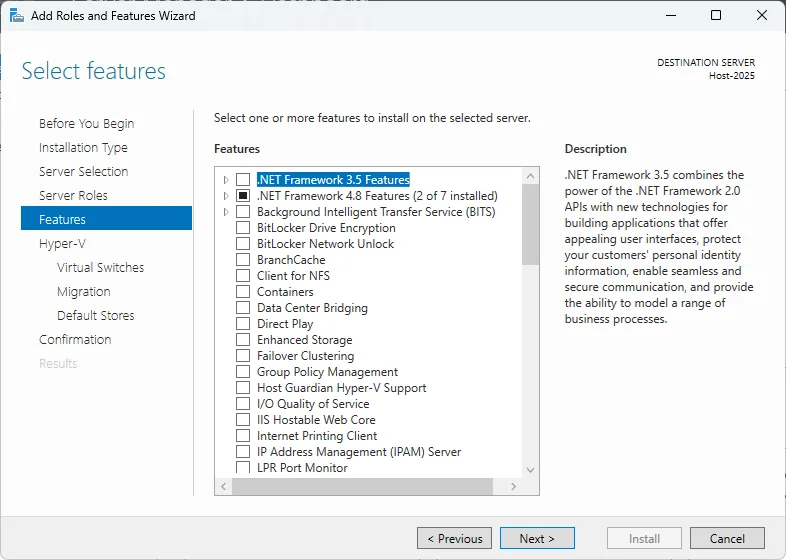 Server 2025 Add Role Hyper V 05
