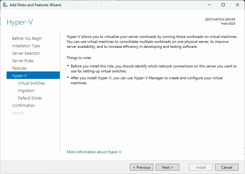 Server 2025 Add Role Hyper V 06
