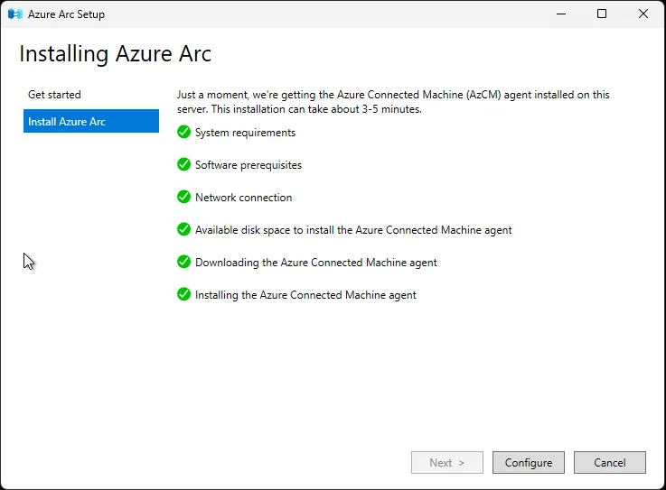 Connectivity and requirements check for Azure Arc Setup