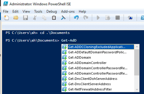 Powershell ISE für Get-AdDomainController
