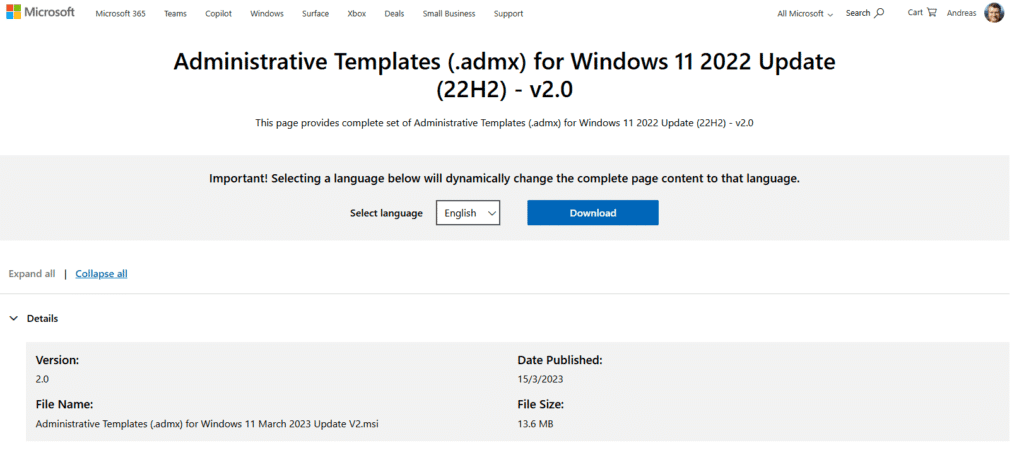 Administrative Templates (.admx) for Windows 11 2022 Update (22H2) - v2.0