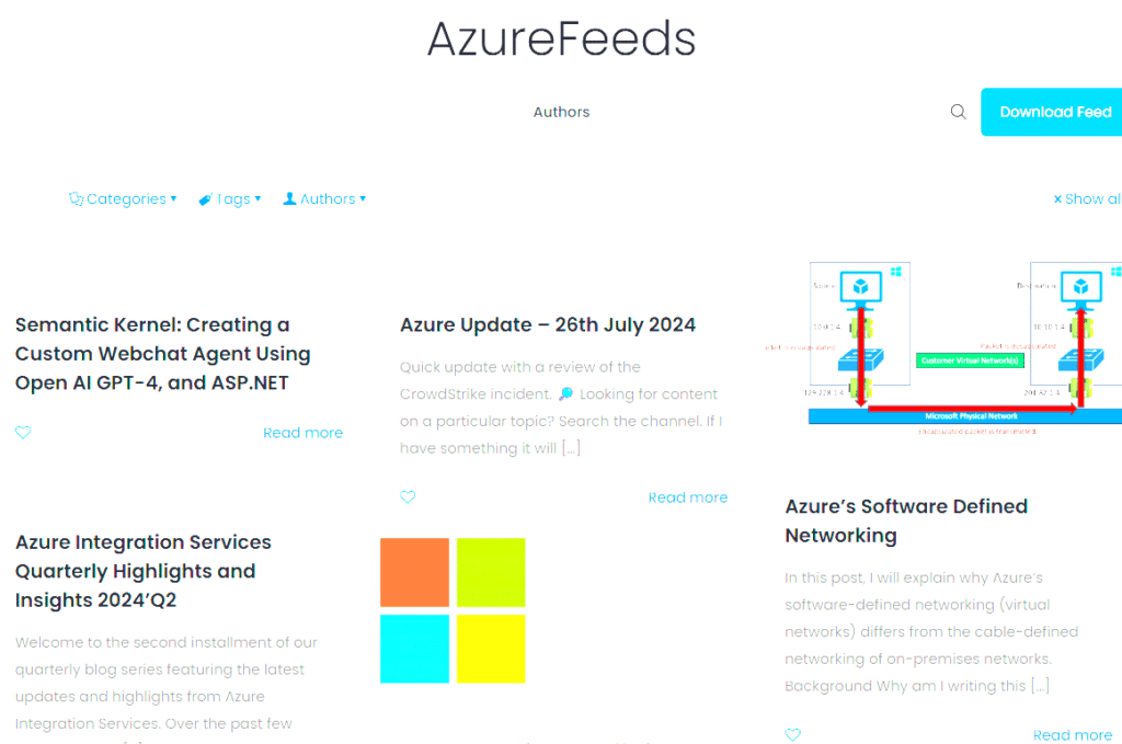 Azure Feeds look and feel