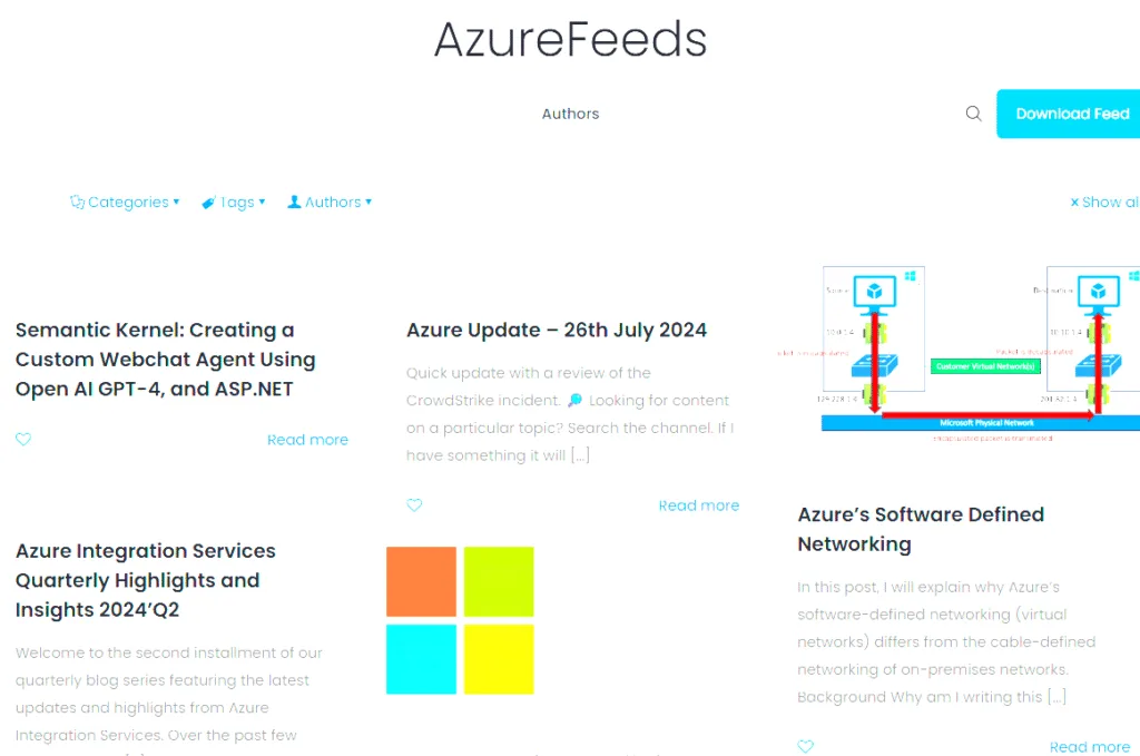 Azure Feeds look and feel