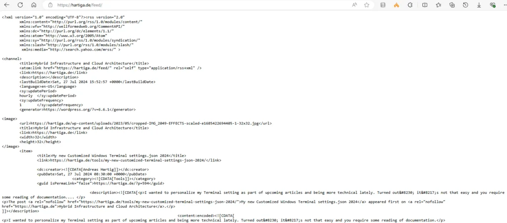 RSS Feed on a WordPress page