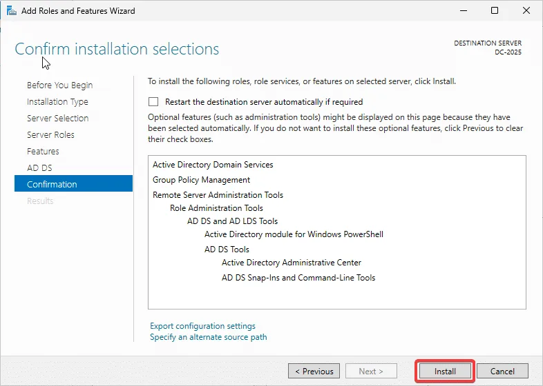 Confirmation - Click Next