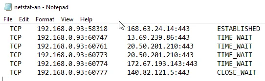 Netstat Command with filter