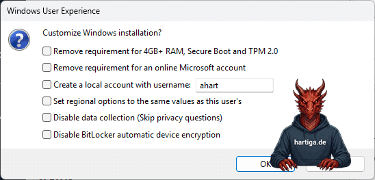 Rufus 4.13 Windows Server 2025 Image Adjustments