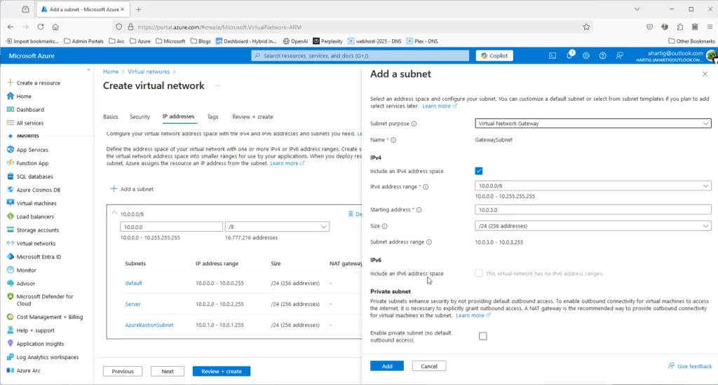5. Create Virtual Network Gateway Subnet