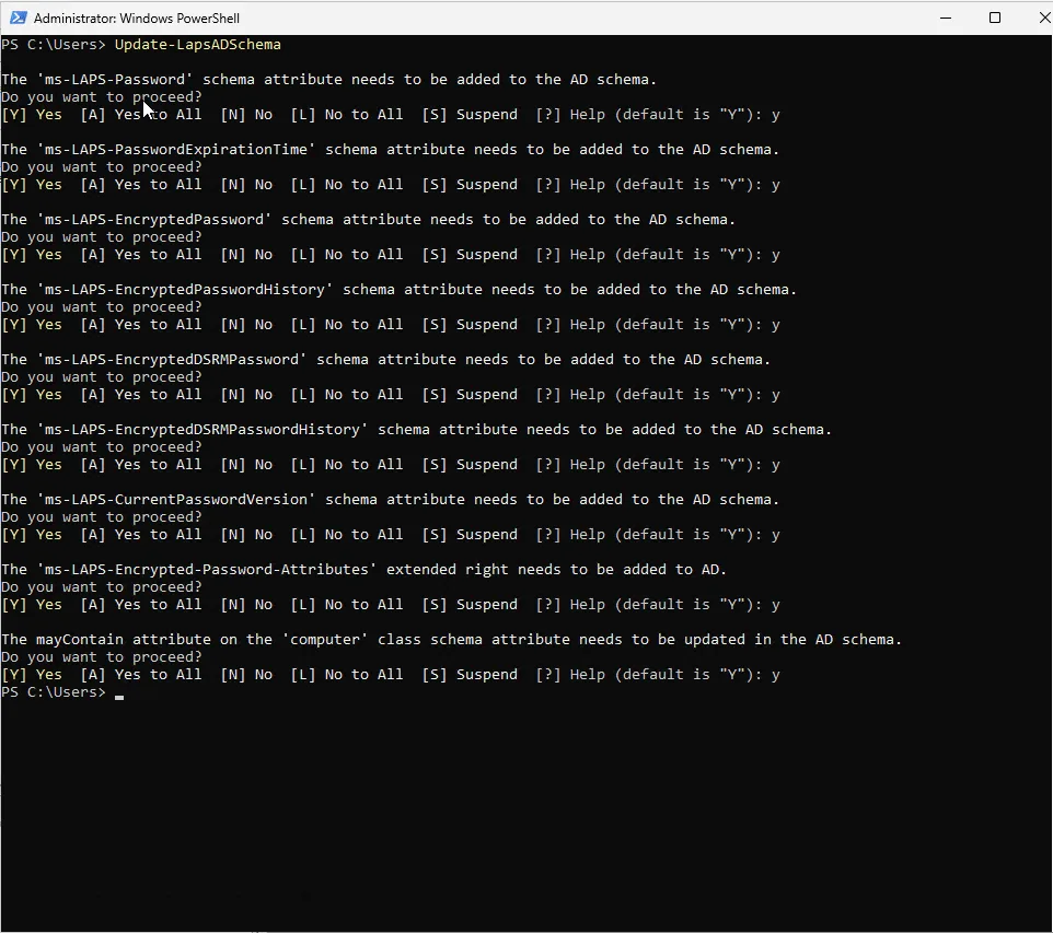 Active Directory Schema Extension LAPS