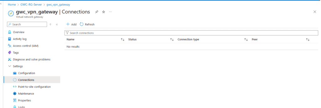 Azure VPN Connection Configuration