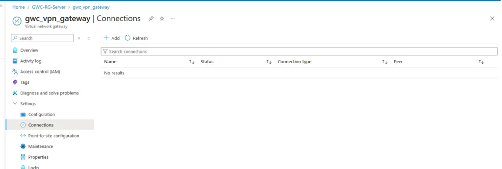 Azure VPN Connection Configuration