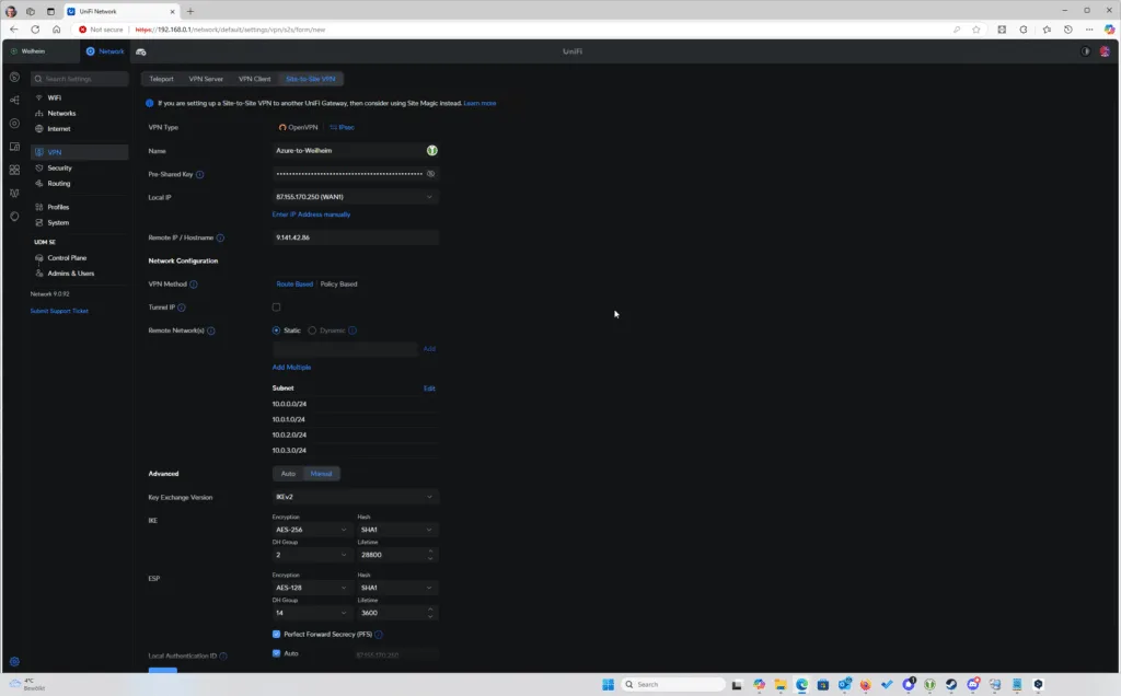 Ubiquiti Unifi UDM VPN Configuration