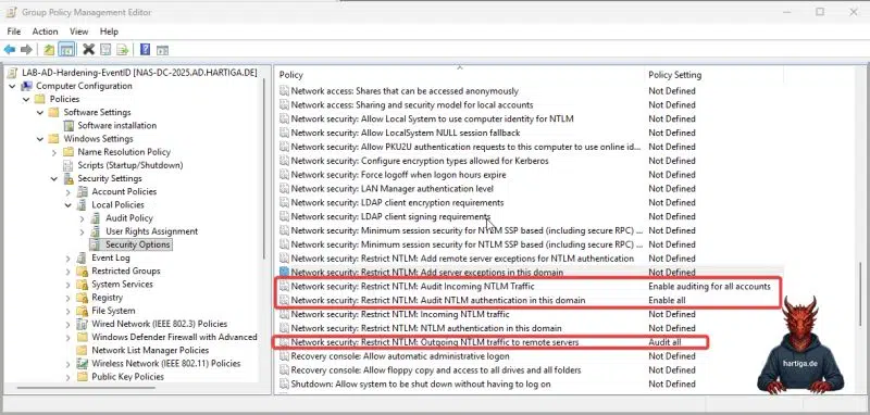 Chapter 8: Disabling NTLM - Activate the new Event IDs - Check the blog for more details