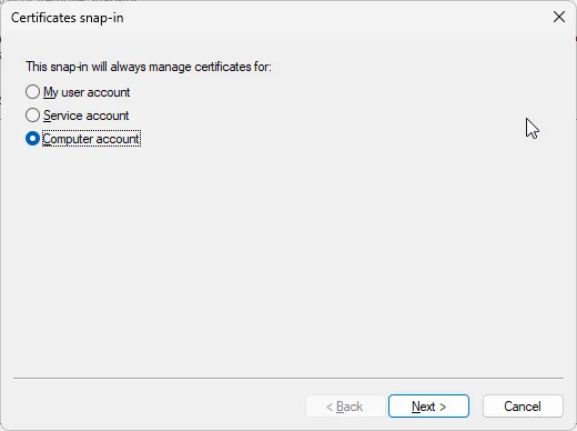 1. Computer Account click next