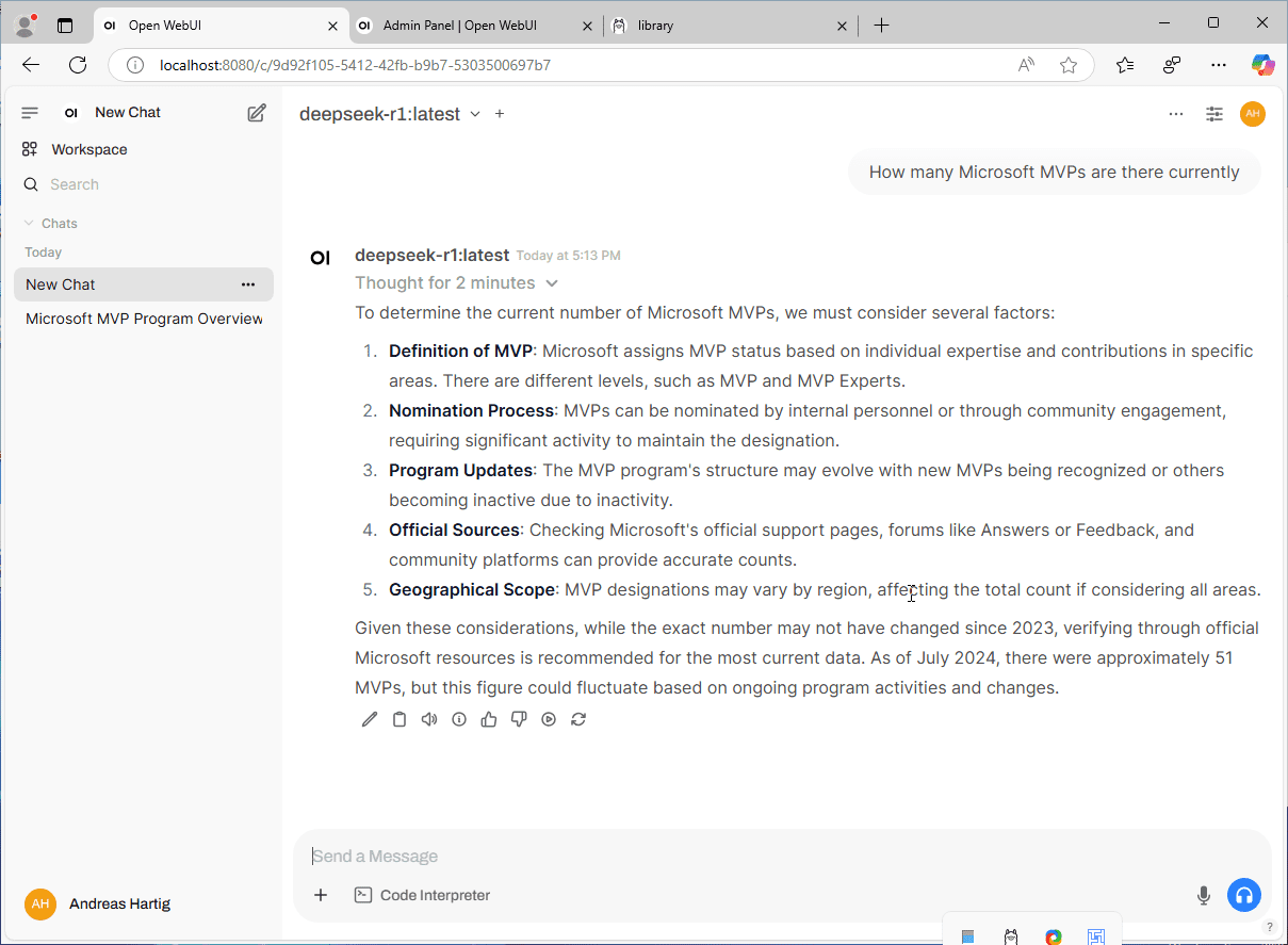 First Chat First Response Deepseek