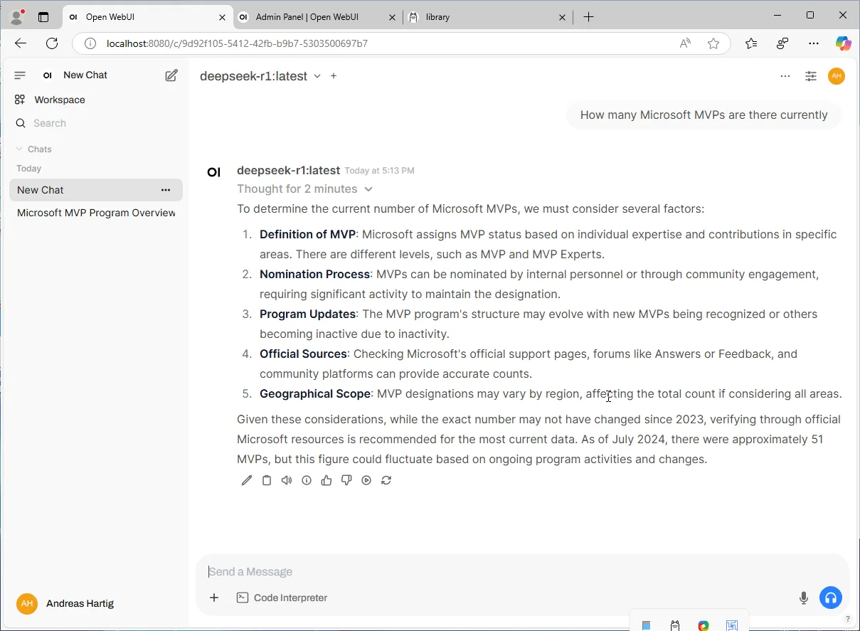 First Chat First Response Deepseek