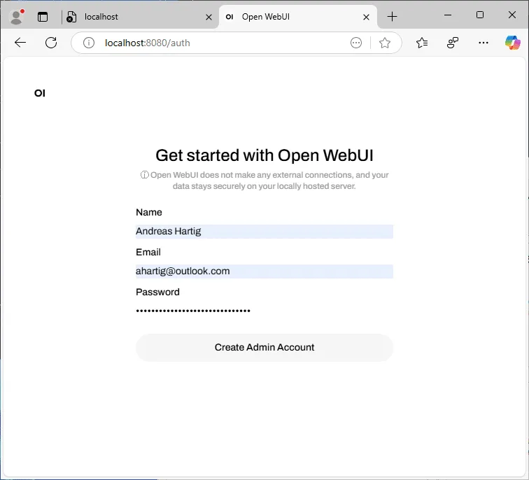 Open WebUI Create User Account