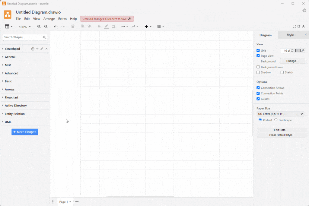 Activate Azure Shapes in draw.io