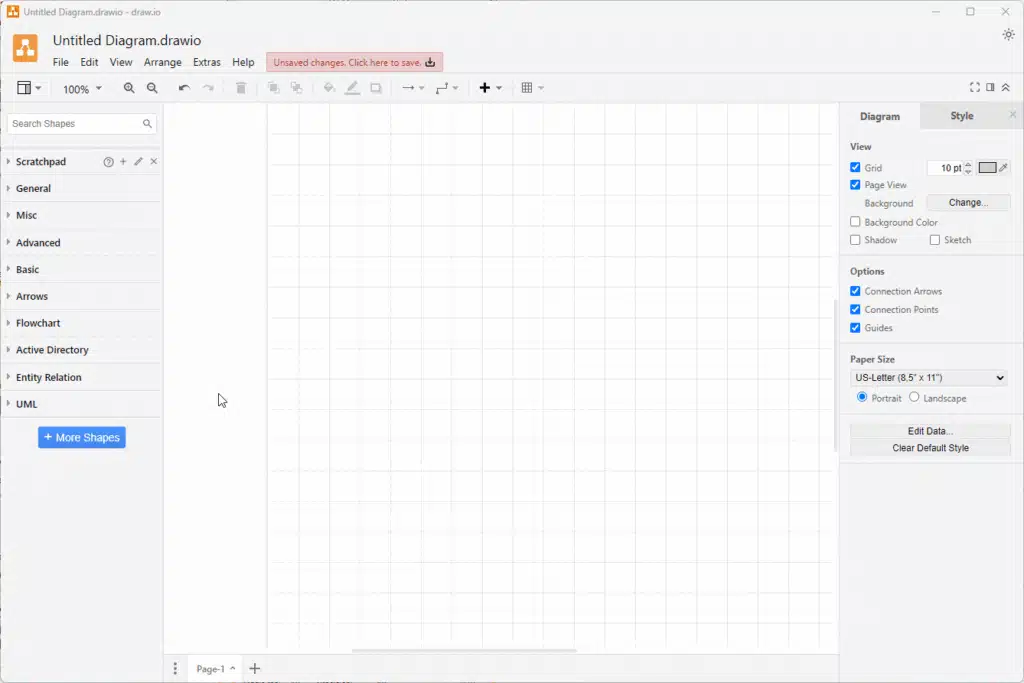 Activate Azure Shapes in draw.io