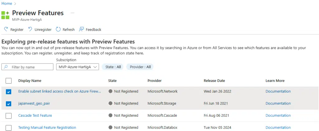 Azure Service Lifecycles - Azure Preview Portal View