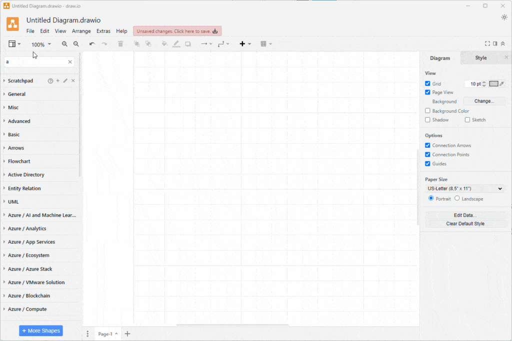 Use Azure Arc Shapes in draw.io