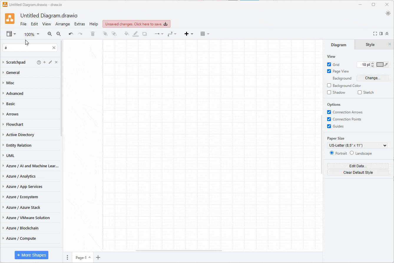 Use Azure Arc Shapes in draw.io