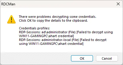 RDCMan Decryption Error