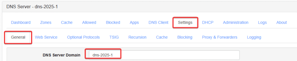 DNS Server Name DNS Server Domain