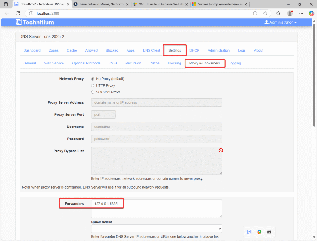 Technitium DNS Unbound as Forwarder