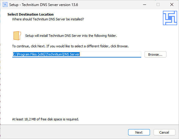 Technitium DNS Server on Windows Setup Screen #1
