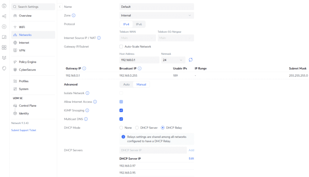 Unifi DHCP Config