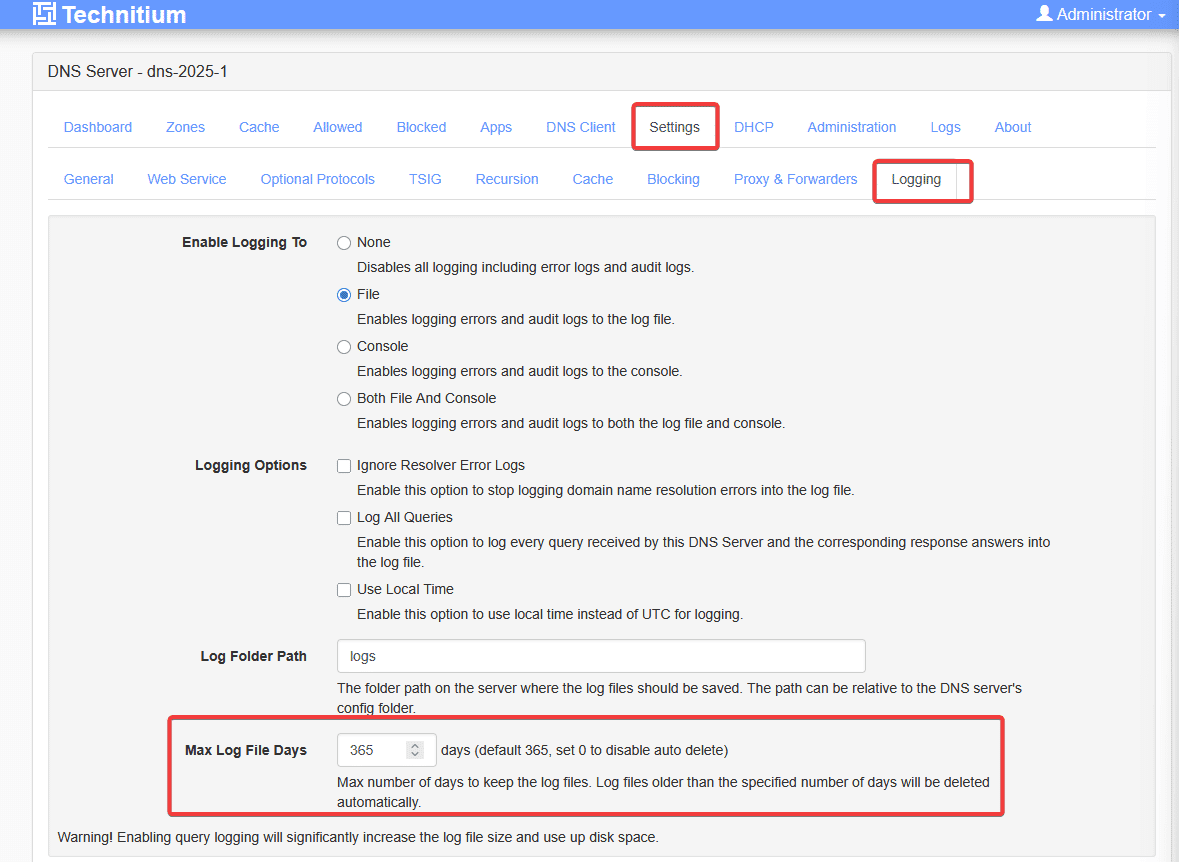 Optimizing Technitium DNS Server on Windows Server