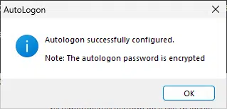 Sysinternal Autologin GUI Succesfully