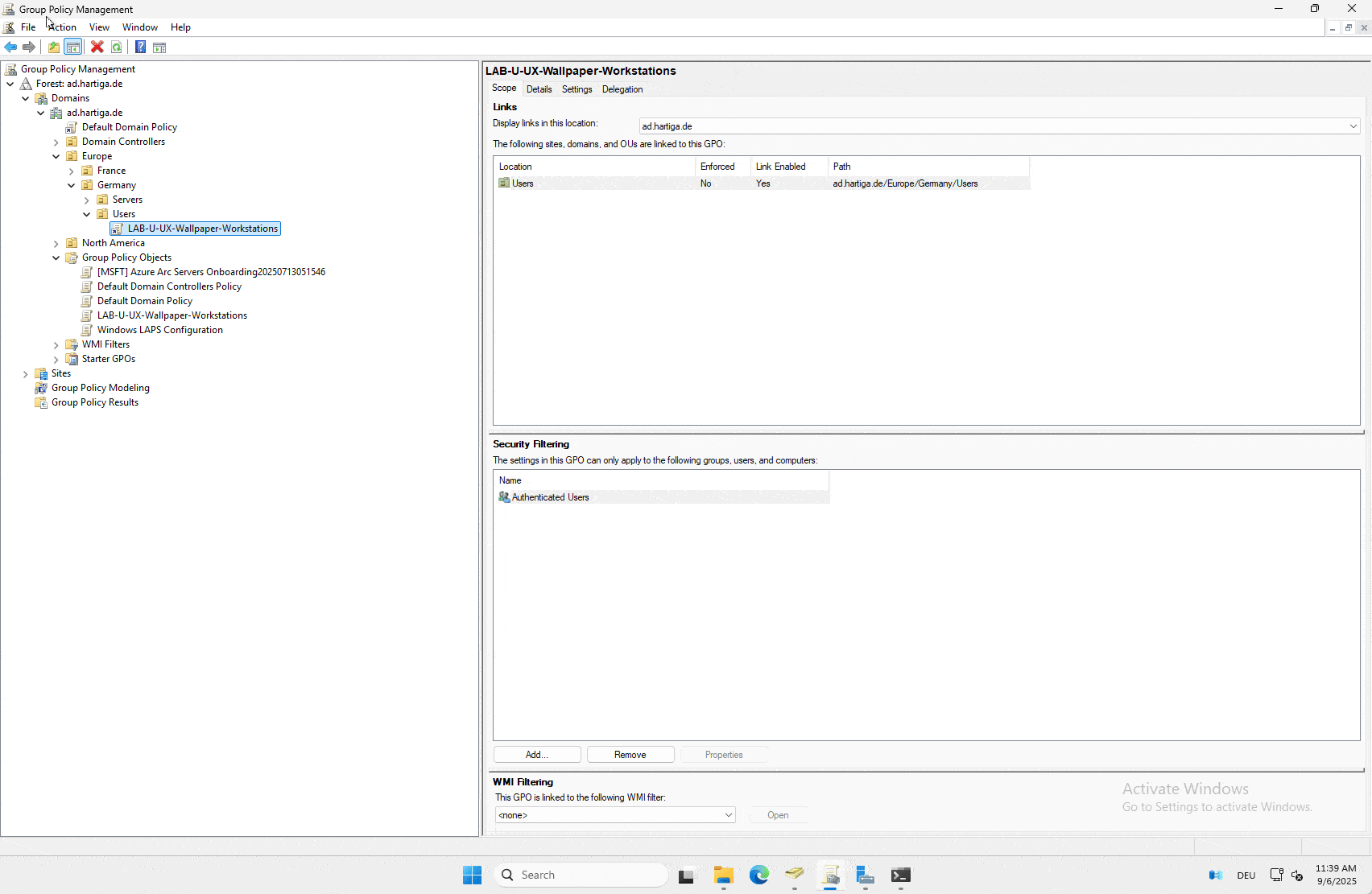 Automation using Group Policy - GPO Desktop Wallker Configuration