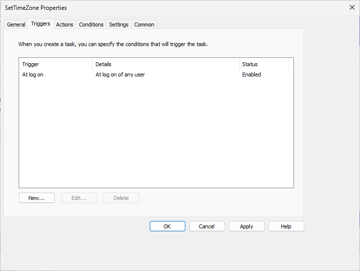 2. Set Time Properties Triggers - Configure Time Zone using GPOs