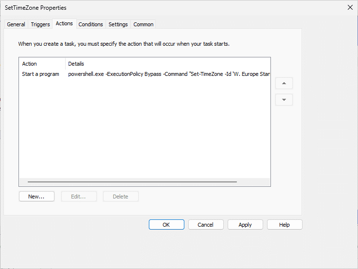 3. Set Time Properties Actions - Configure Time Zone using GPOs