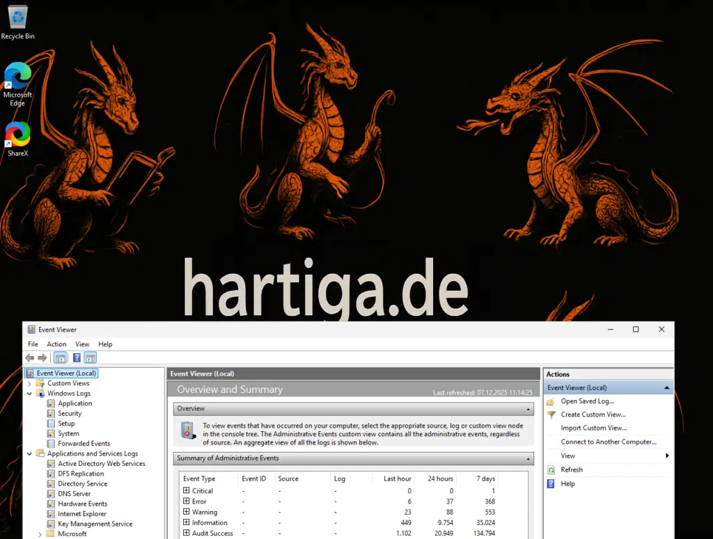 EventViewer What logfiles do exist