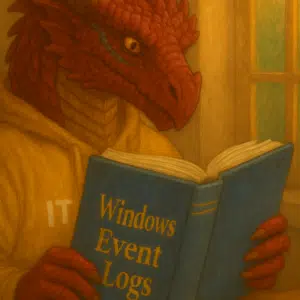 IT Security Dragon reading Windows Event Logs