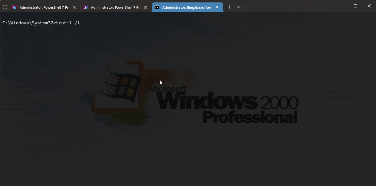 tzutil timezone list