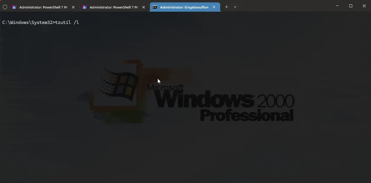tzutil timezone list