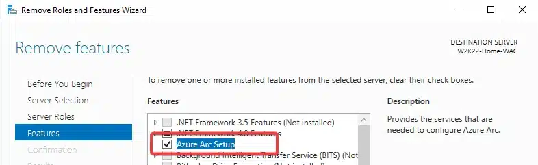 Remove Azure Arc Setup through the GUI on Windows Server 2022