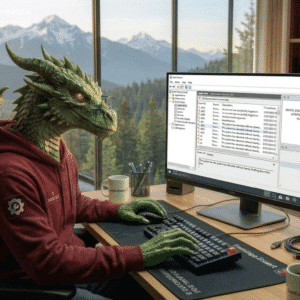 IT Operations Drache looking at Event Logs
