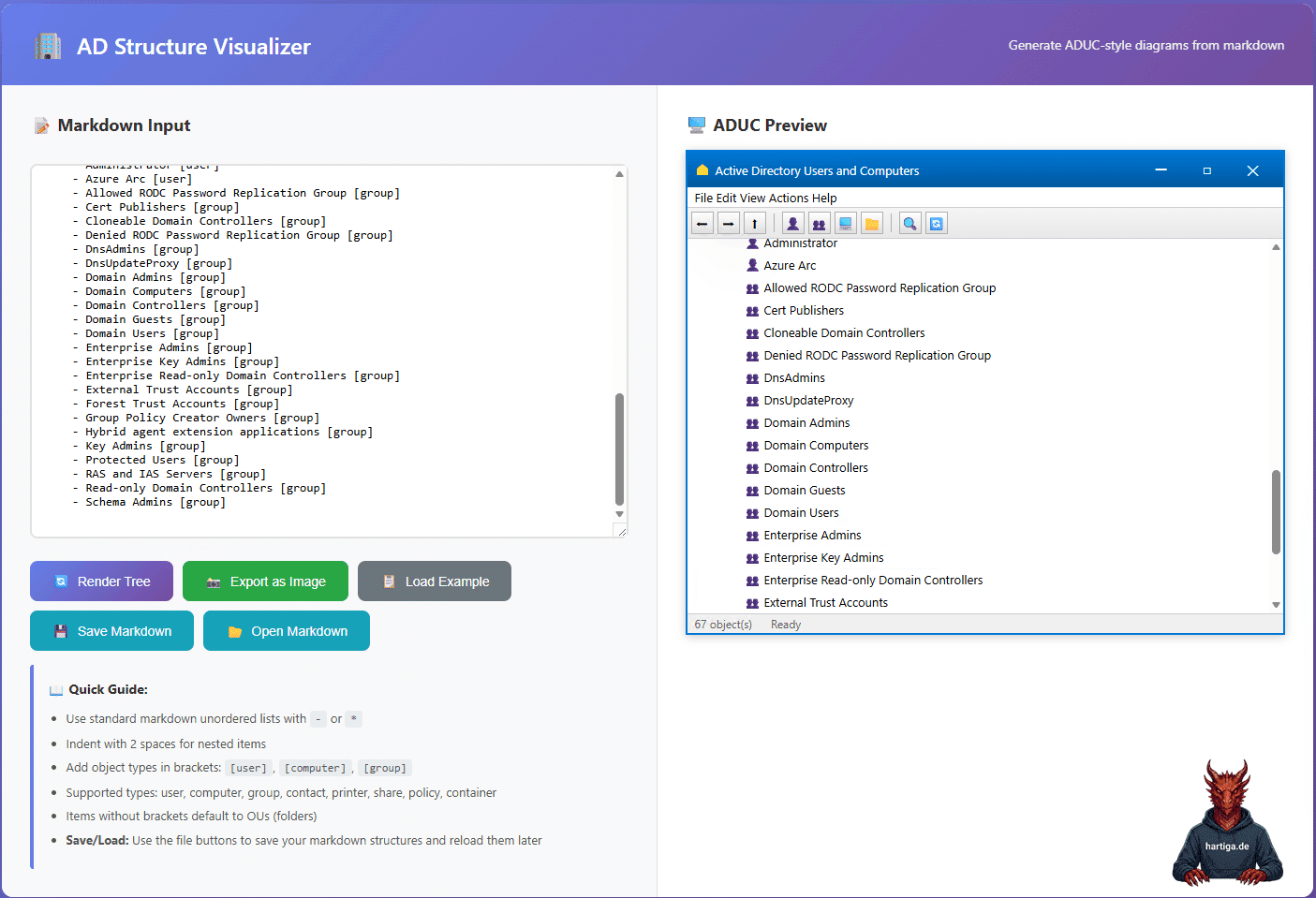 ADUC Example for Active Directory
Visualization