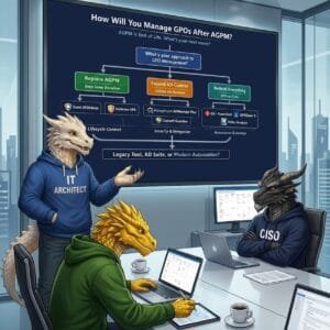CISO dragon and my IT architecture dragon looking at AGPM replacement