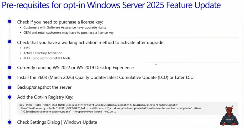 Enabling direct upgrades to Windows Server 2025 via the native Windows Update menu using a registry entry