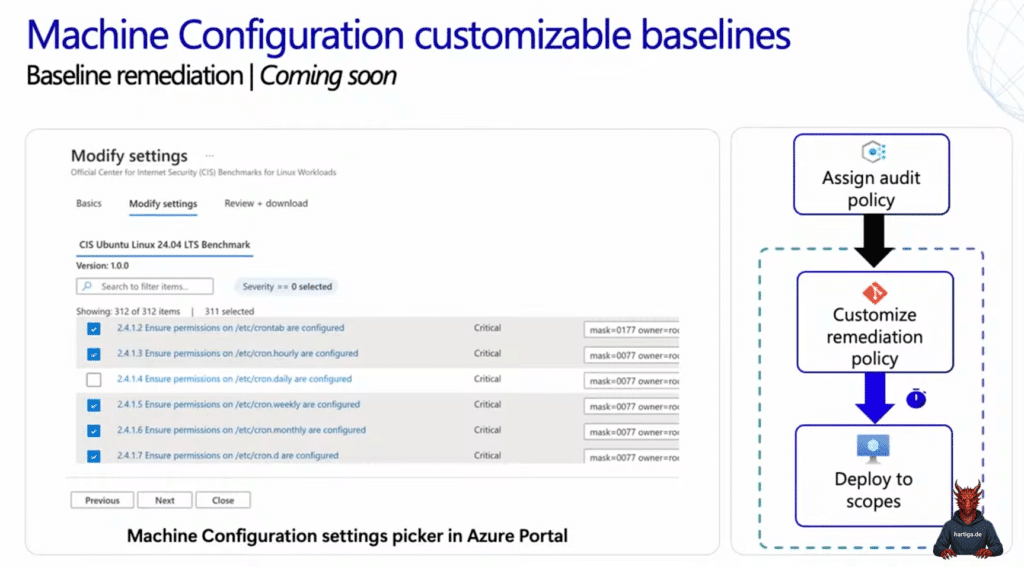 Machine Configuration Customizable baseline remediation - coming soon