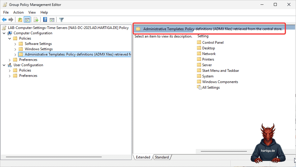 GPO Verify it is in your GPO Central Store and the PolicyDefinitions Folder is missing no more